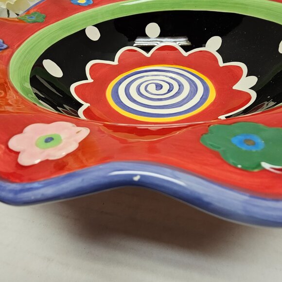 Nicole Engblom Artist Colorful Whimsical Ceramic Flower Bowl Decor Display Art - Picture 10 of 10